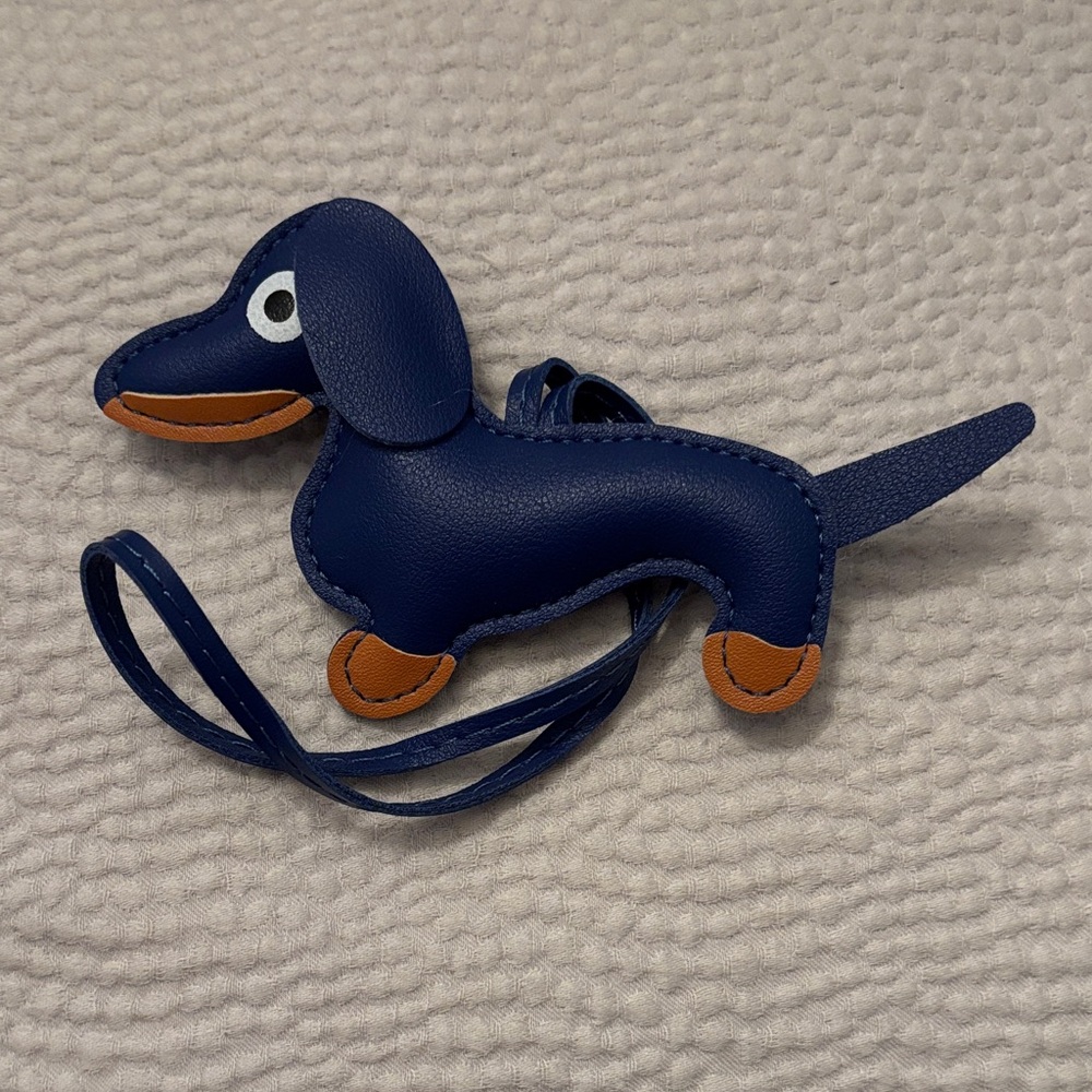 New Set of 2 Blue and Burgundy Dachshund Bag Charms - Picture 4 of 6